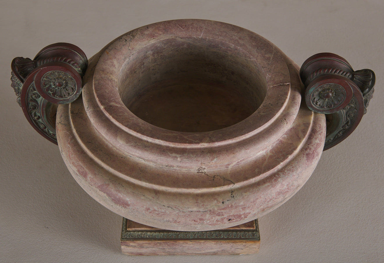NEO CLASSICAL BRONZE AND MARBLE GARDEN URN