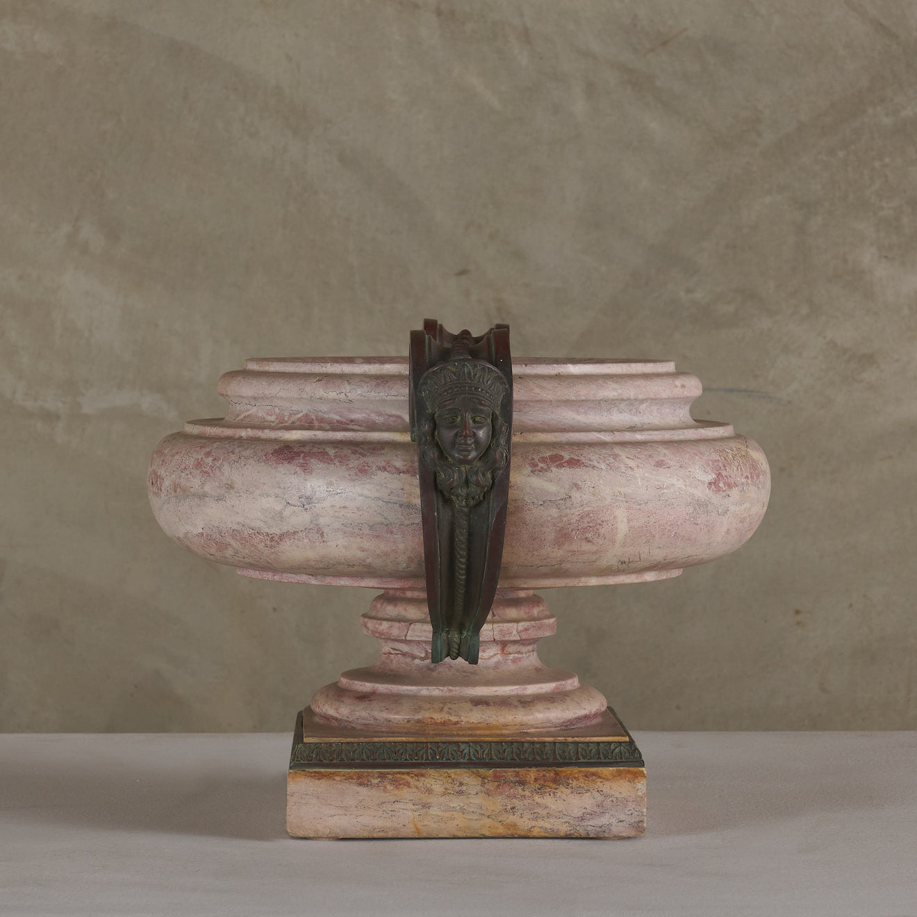 NEO CLASSICAL BRONZE AND MARBLE GARDEN URN