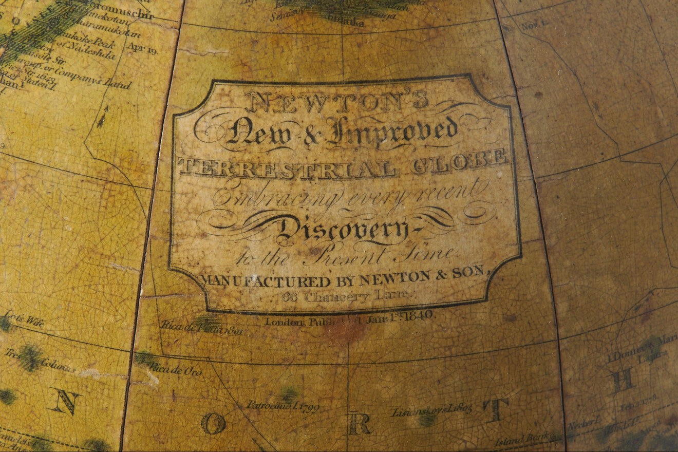 NEWTON'S TERRESTRIAL FLOOR GLOBE, LONDON, 1840