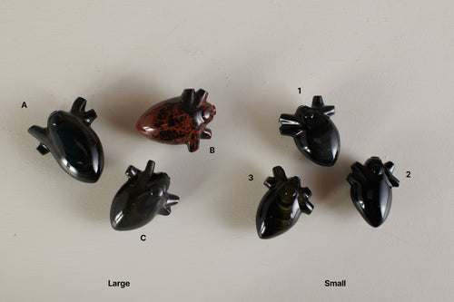 OBSIDIAN CARVED HEART(S), LARGE & SMALL