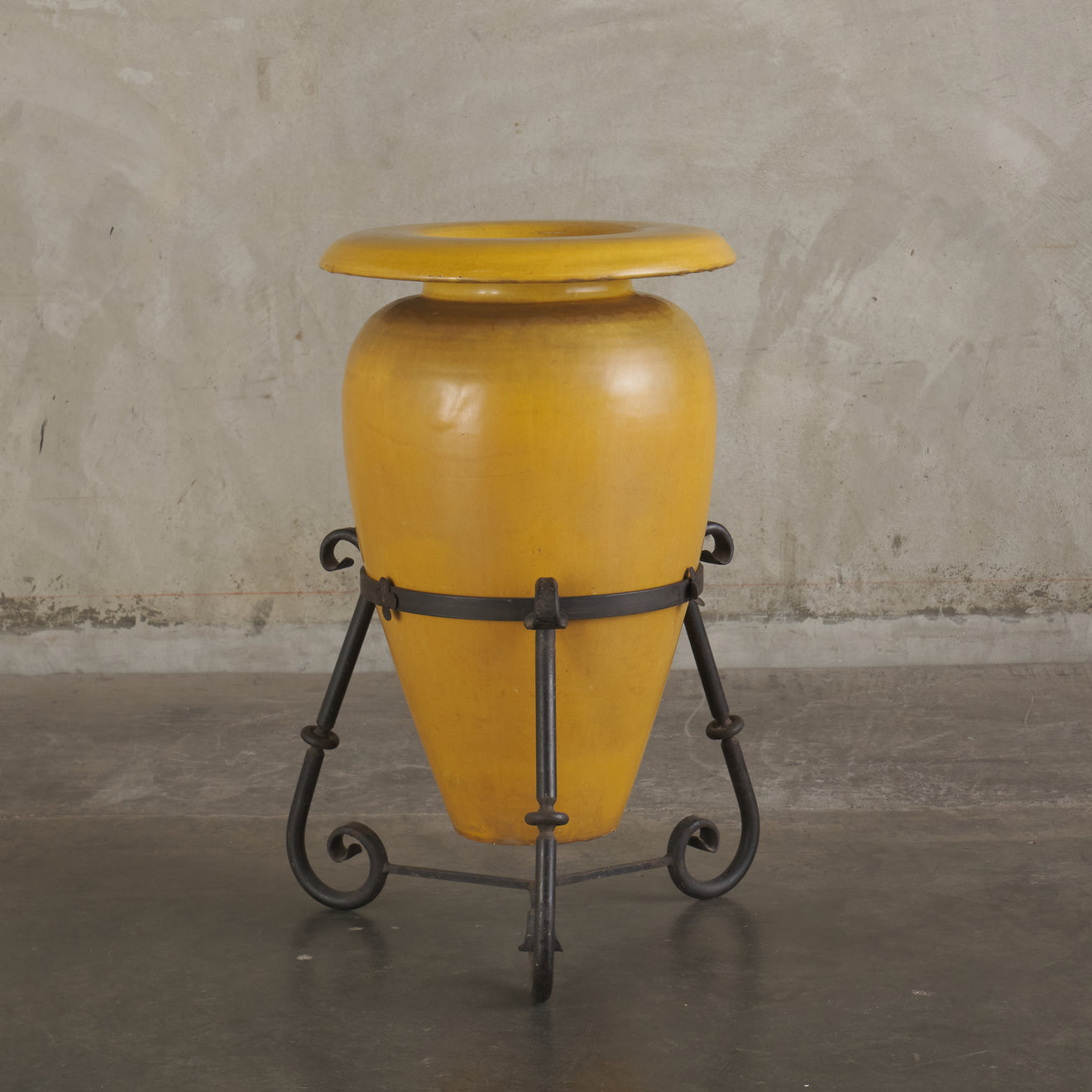 PACIFIC POTTERY URN WITH IRON STAND, USA, 1920's