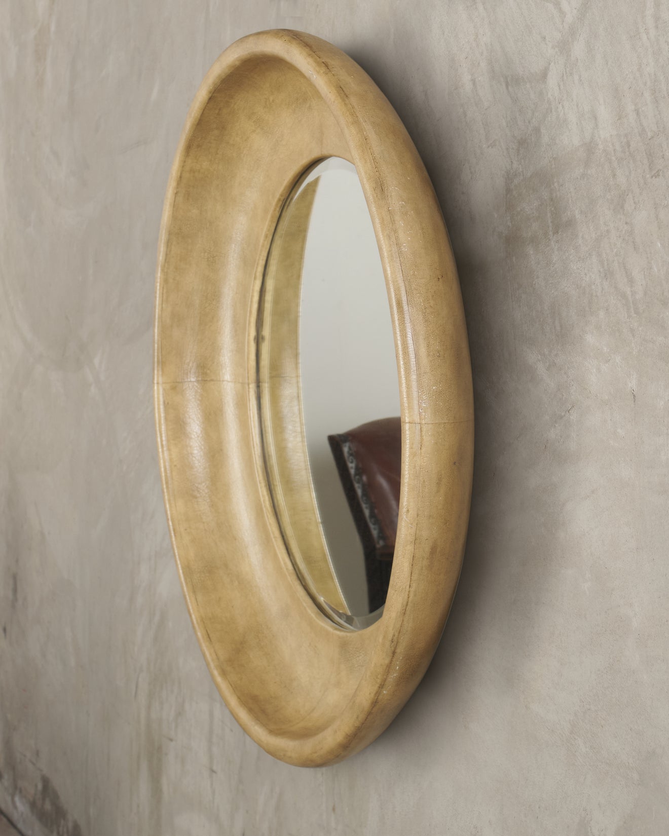 PAINTED CANVAS MIRROR, 20TH C