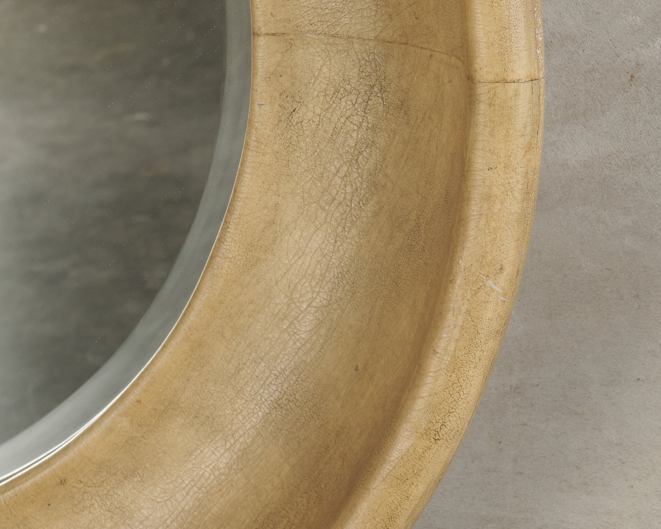 PAINTED CANVAS MIRROR, 20TH C
