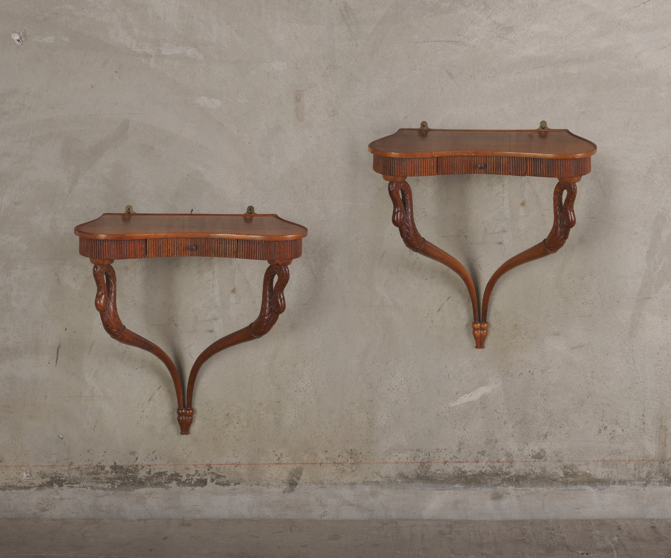 PAIR OF 1940S SWAN WALL CONSOLES
