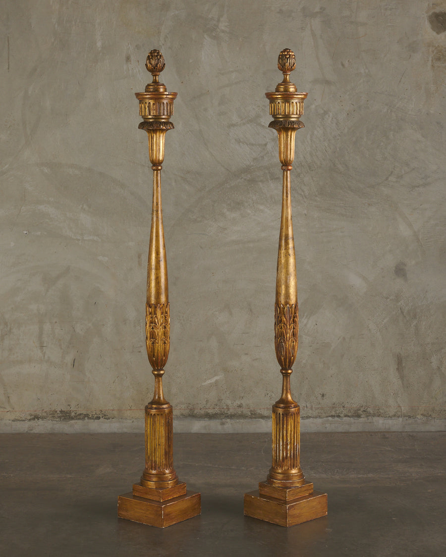 PAIR OF 19TH C POLYCHROME FINIALS