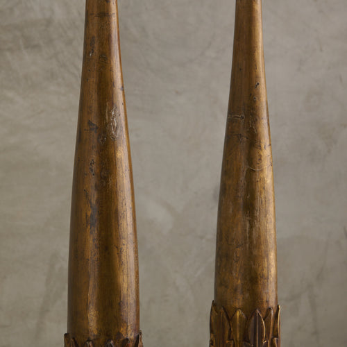 PAIR OF 19TH C POLYCHROME FINIALS