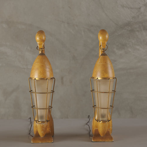 PAIR OF ALDO TURA SWAN TABLE LAMPS, ITALY 1950