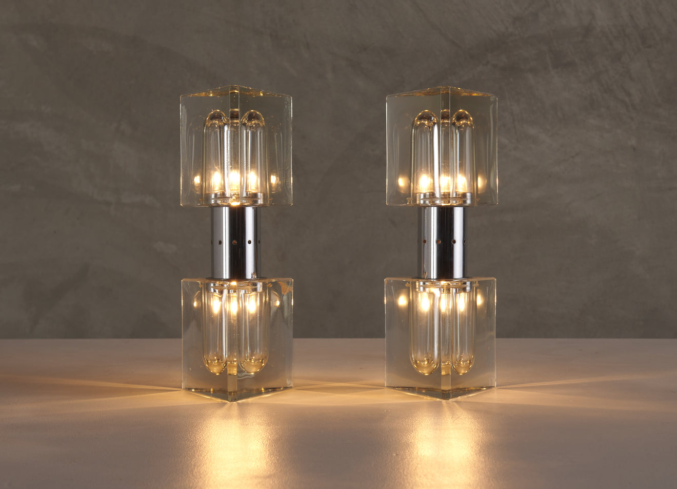 PAIR OF ALESSANDRO MENDINI DOUBLE LIGHTS, ITALY, 1970's