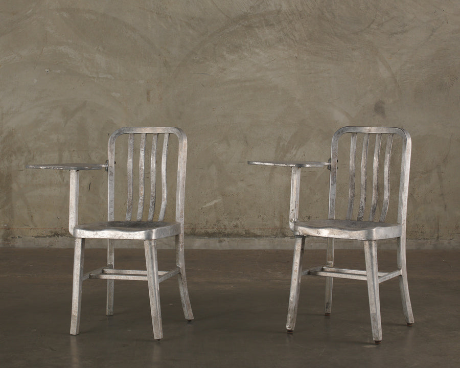 PAIR OF ALUMINUM STUDENT DESK/CHAIRS