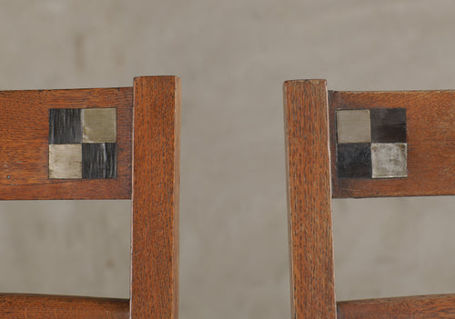 PAIR OF ARTS & CRAFTS GLASGOW SCHOOL LADDER BACK CHAIRS