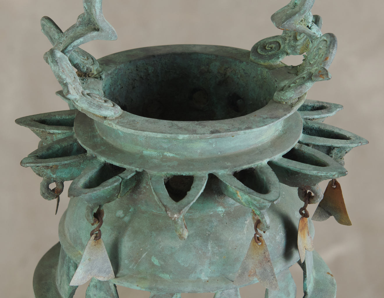 PAIR OF INDIAN BRONZE OIL LAMPS, c1900