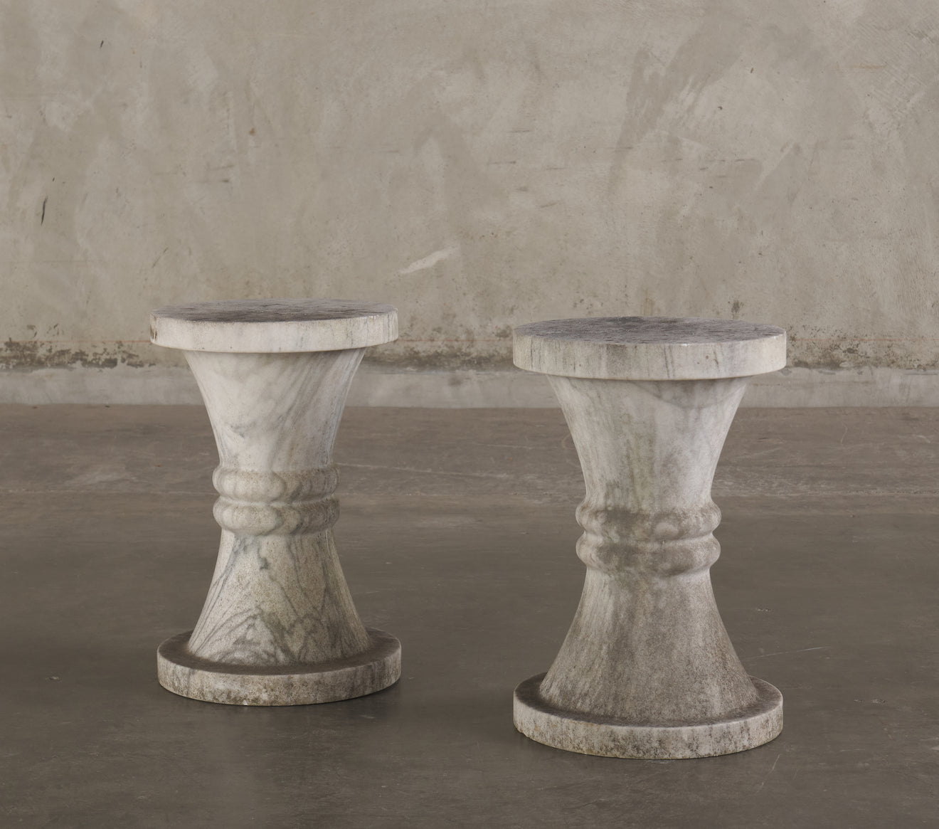 PAIR OF CARRERA MARBLE STOOLS/TABORETS, C1950