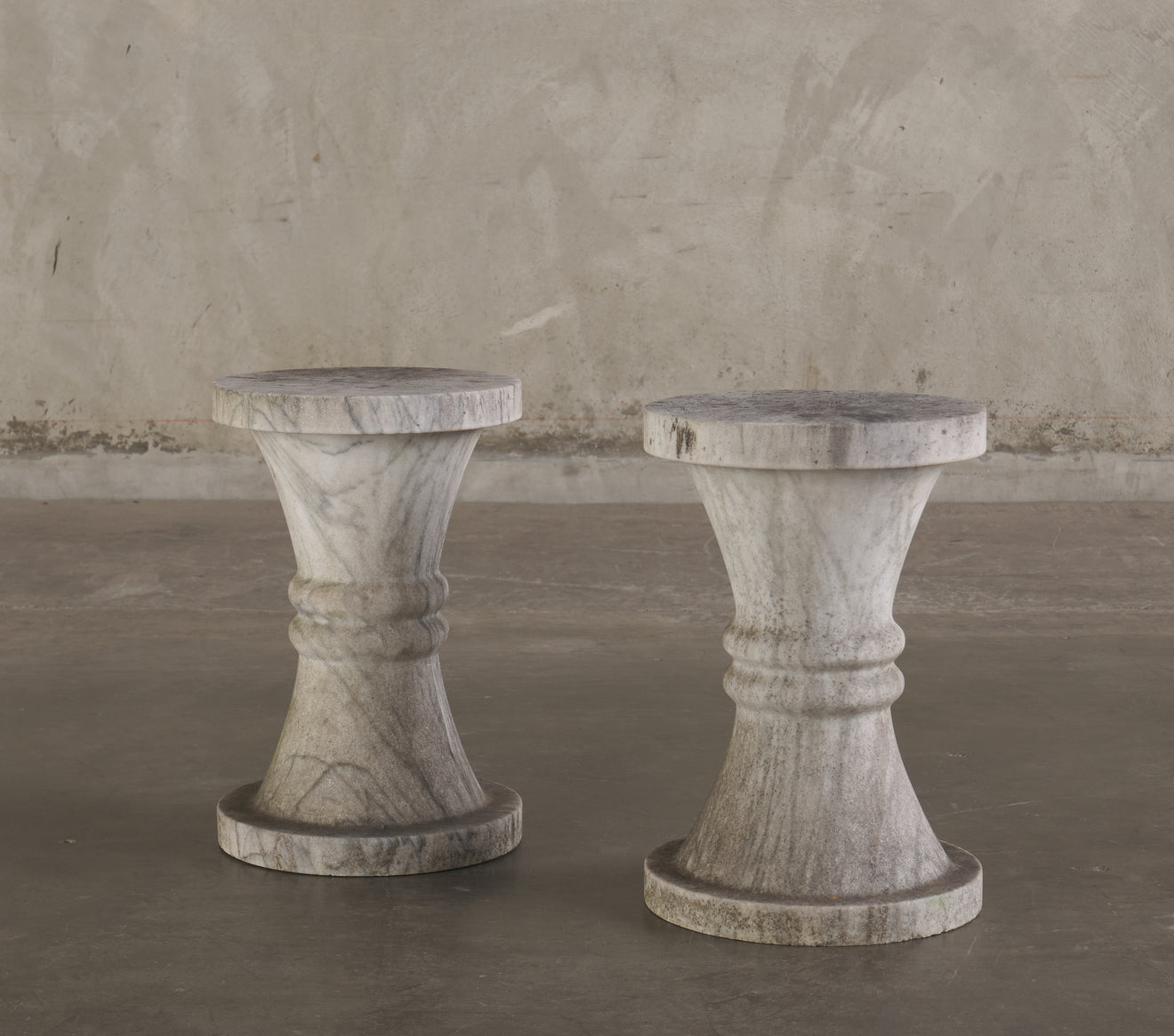 PAIR OF CARRERA MARBLE STOOLS/TABORETS, C1950