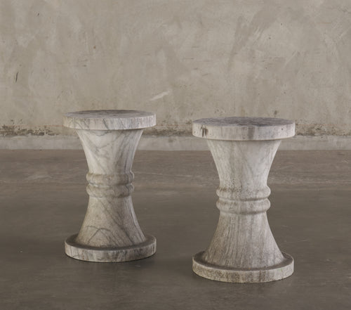 PAIR OF CARRERA MARBLE STOOLS/TABORETS, C1950
