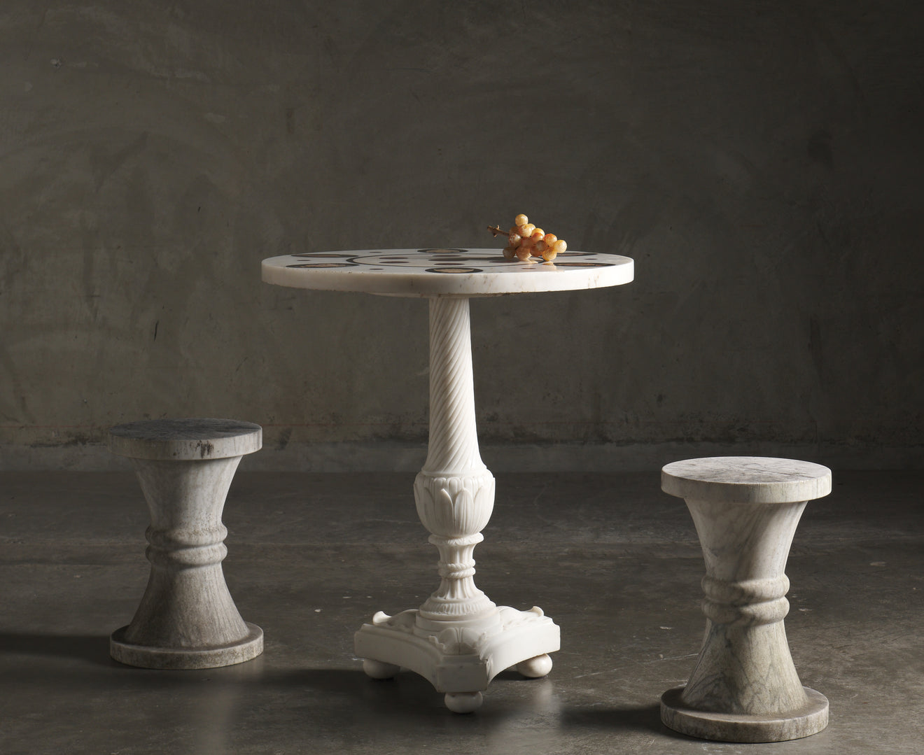 PAIR OF CARRERA MARBLE STOOLS/TABORETS, C1950