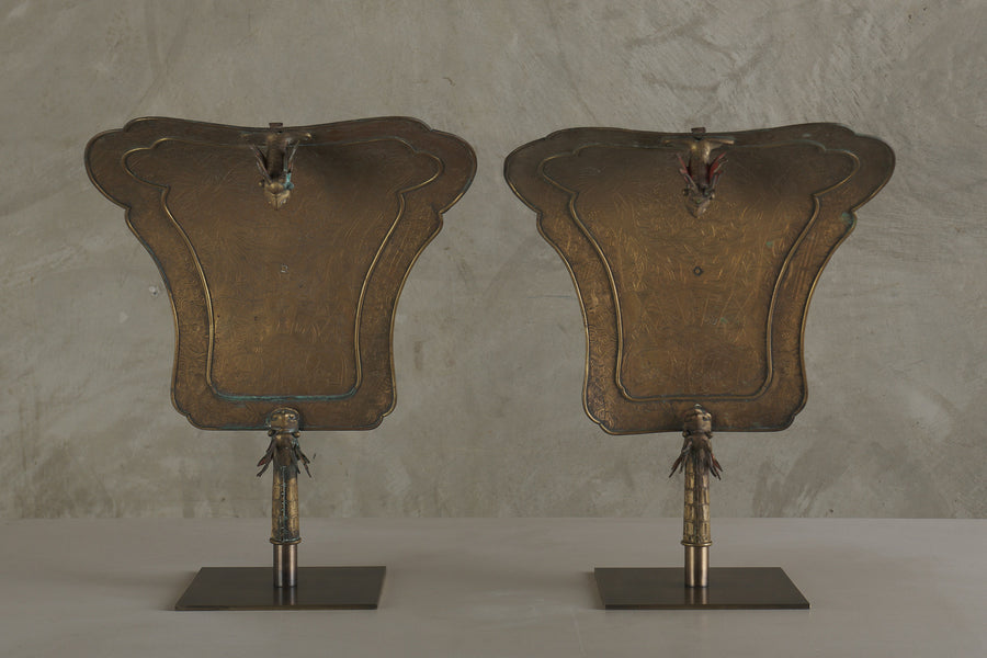 PAIR OF CHINESE DRAGON PROCESSIONAL SHIELDS, 19th C
