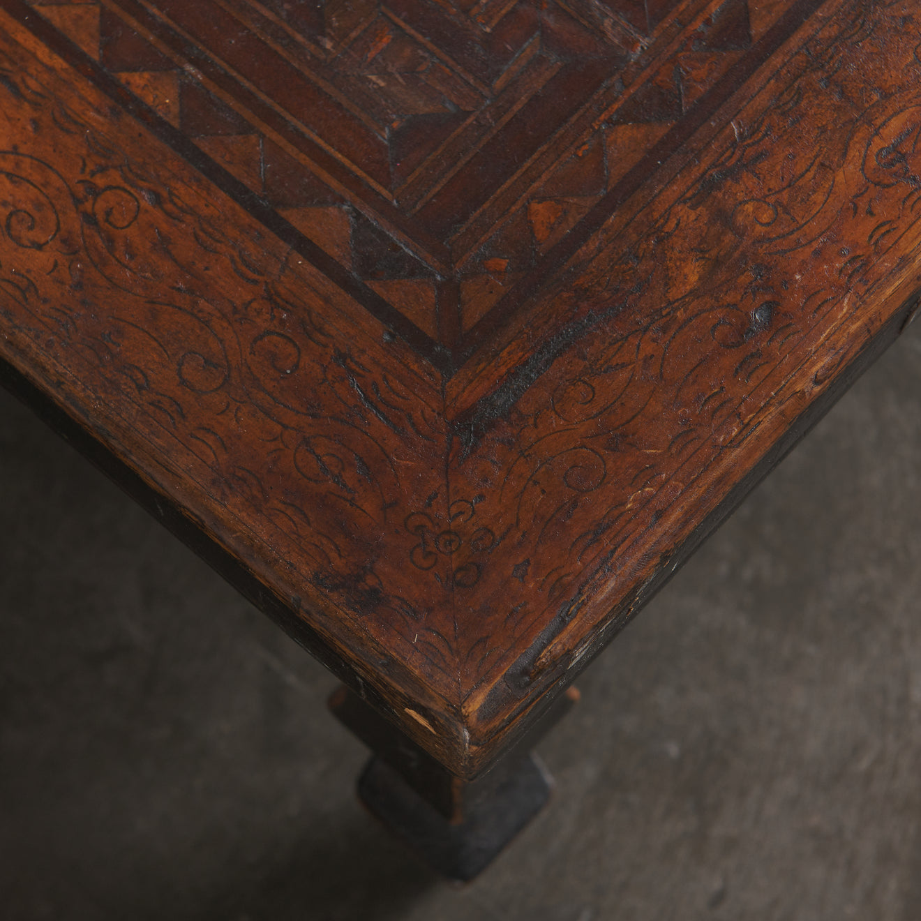 PAIR OF CHINESE KANG TABLES WITH PARQUETRY TOPS, c1900