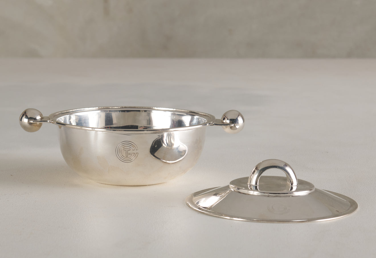 PAIR OF LUC LANEL (1893-1965) TRANSAT COVERED DISHES FROM SS NORMANDIE