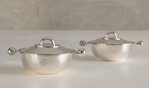 PAIR OF LUC LANEL (1893-1965) TRANSAT COVERED DISHES FROM SS NORMANDIE