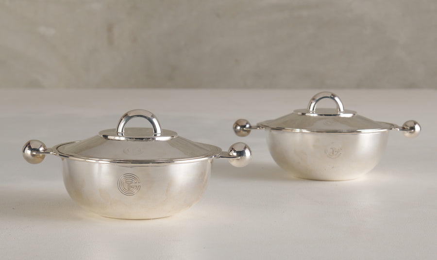 PAIR OF LUC LANEL (1893-1965) TRANSAT COVERED DISHES FROM SS NORMANDIE