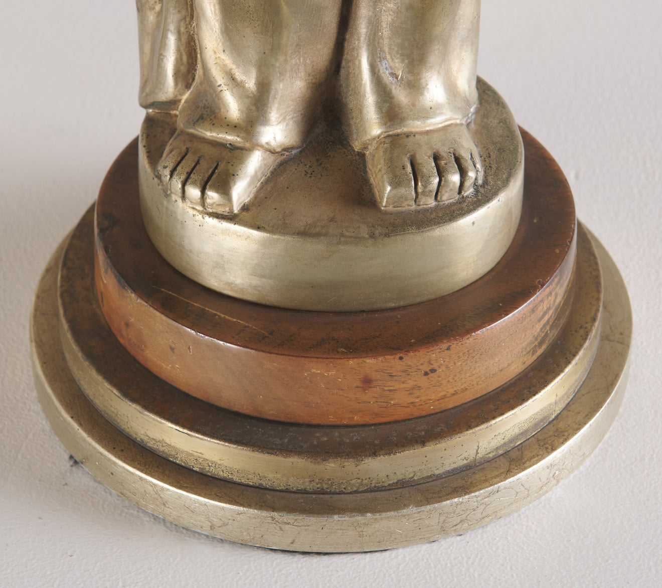 PAIR OF ART DECO SILVERED BRASS FIGURAL LAMPS, c1920