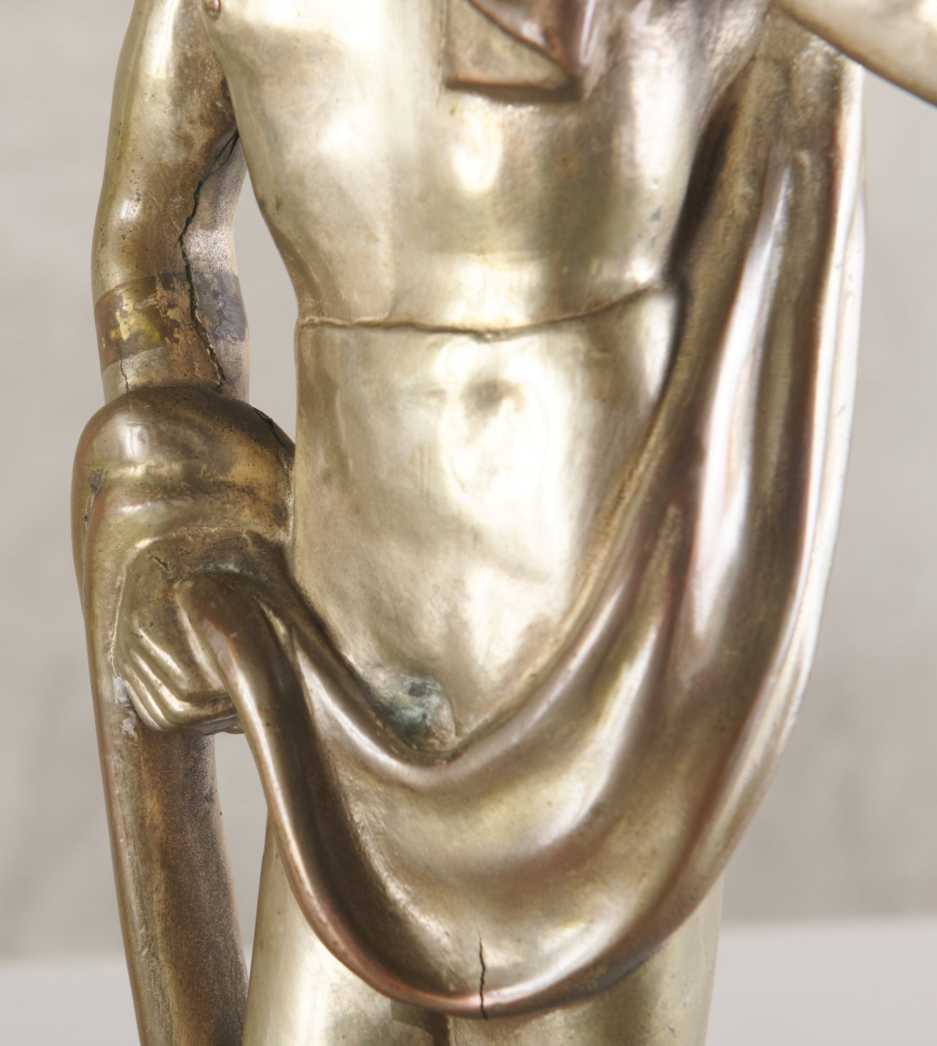 PAIR OF ART DECO SILVERED BRASS FIGURAL LAMPS, c1920