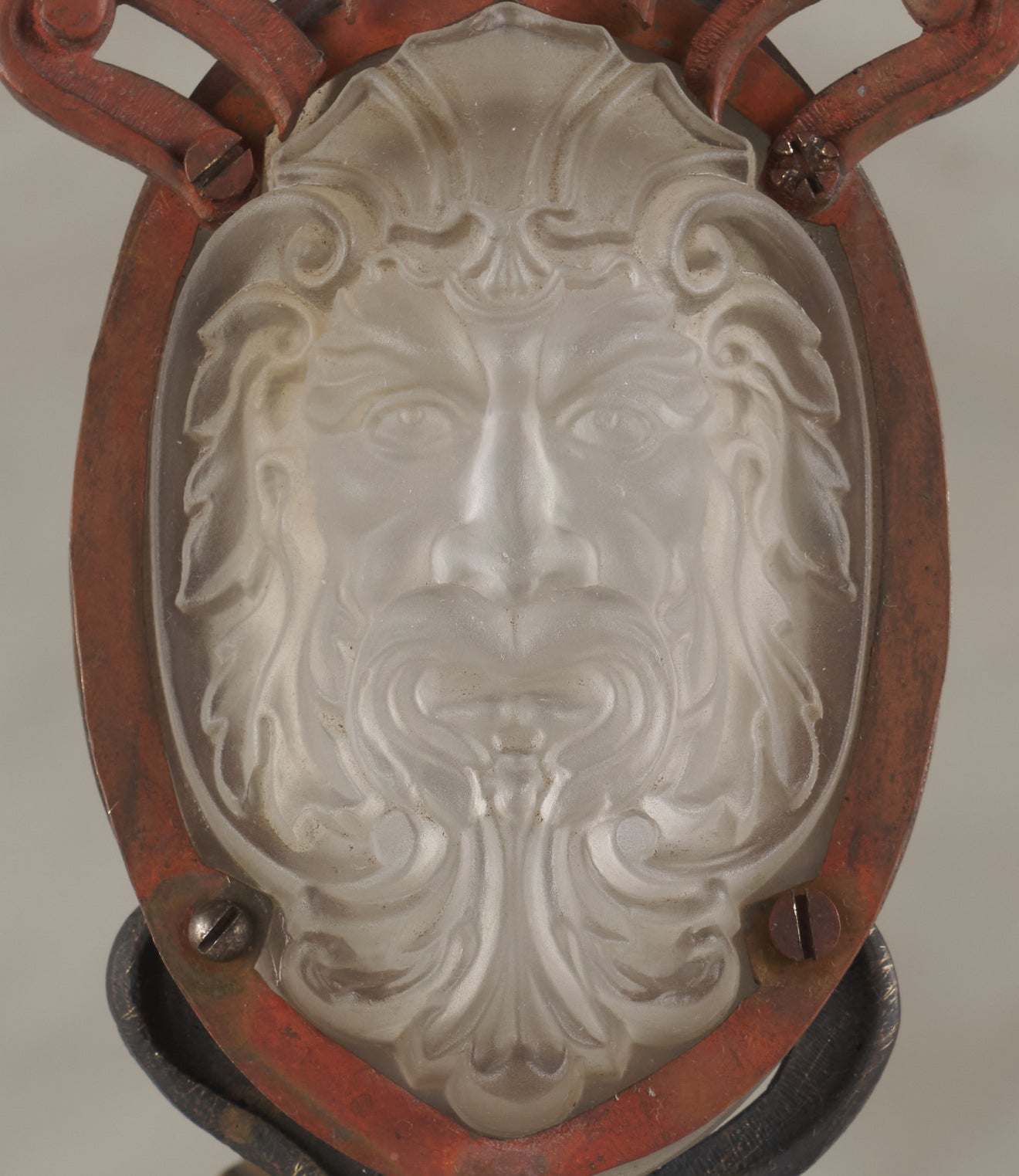 PAIR OF TABLE CANDLEHOLDERS IN THE SHAPE OF ROMAN OIL LAMPS WITH OPALINE BACCART (ATTRIB) CRYSTAL, FRENCH