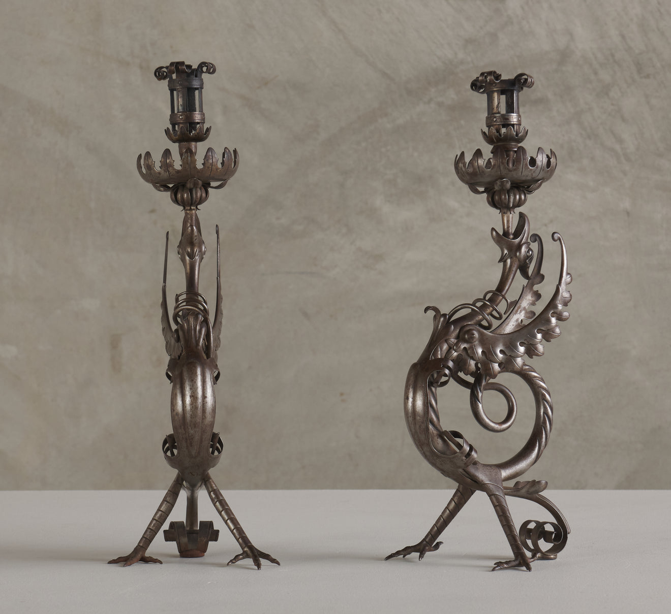 PAIR OF GRIFFIN CANDLESTICKS, C1900