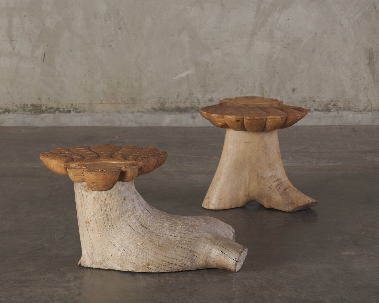 PAIR OF GROTTO STOOLS BY MIKE DIAZ