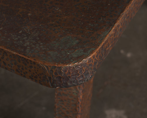 PAIR OF HAMMERED COPPER 2-TIER END TABLES