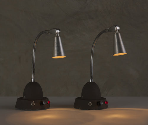 PAIR OF INDUSTRIAL ADJUSTABLE TABLE LAMPS