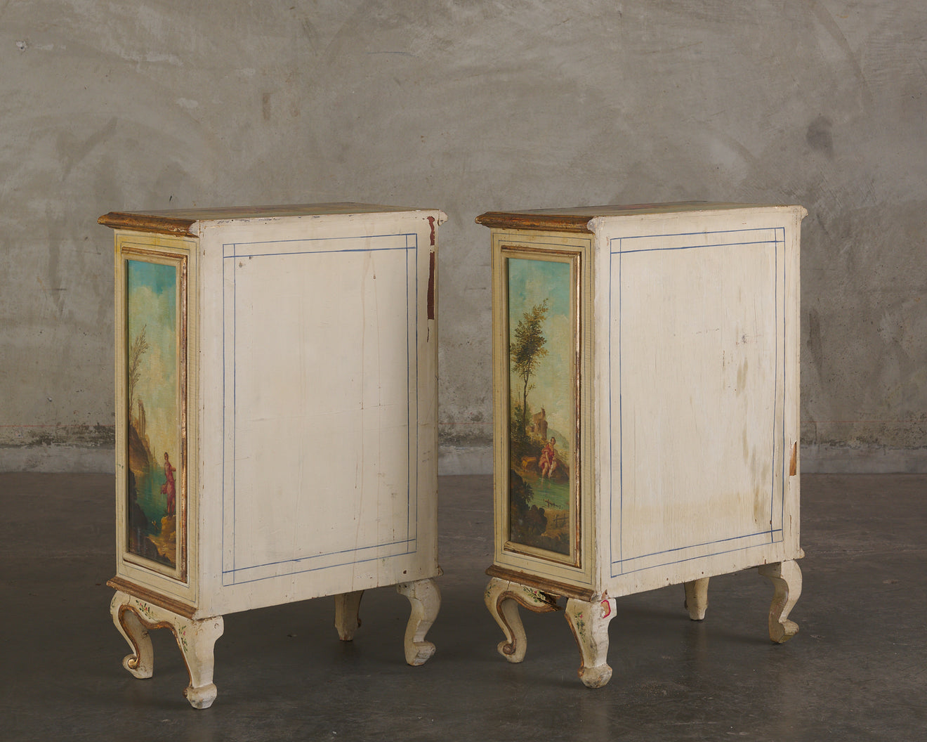 PAIR OF ITALIAN PAINTED COMODINI c1840