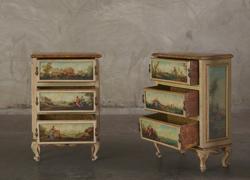 PAIR OF ITALIAN PAINTED COMODINI c1840