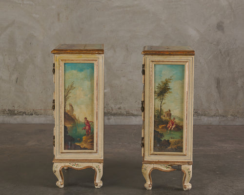 PAIR OF ITALIAN PAINTED COMODINI c1840