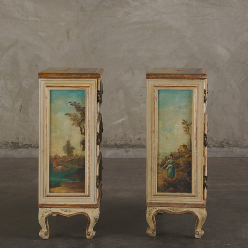 PAIR OF ITALIAN PAINTED COMODINI c1840