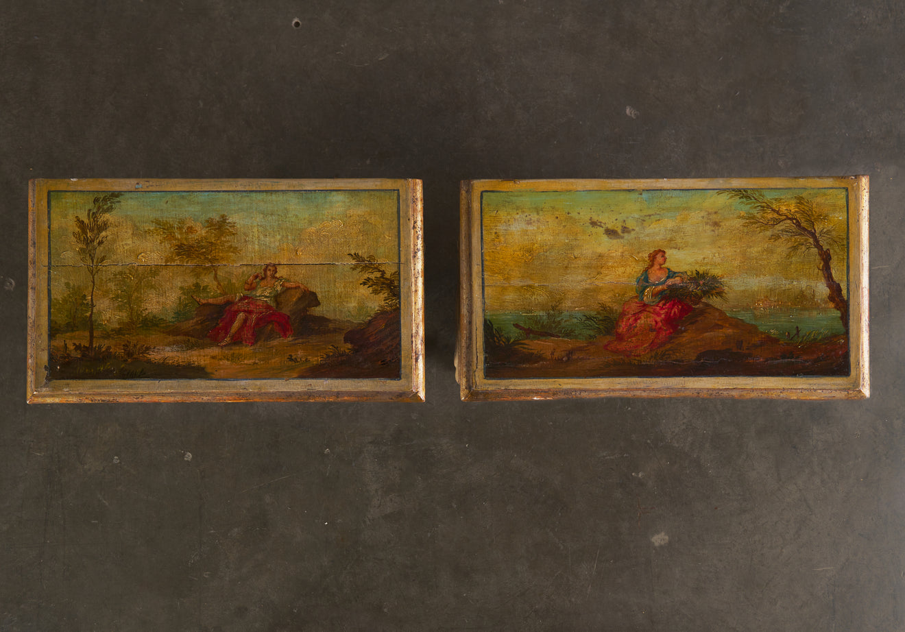 PAIR OF ITALIAN PAINTED COMODINI c1840