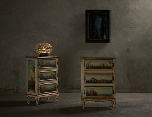 PAIR OF ITALIAN PAINTED COMODINI c1840