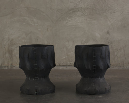 PAIR OF TRACTOR TIRE URNS