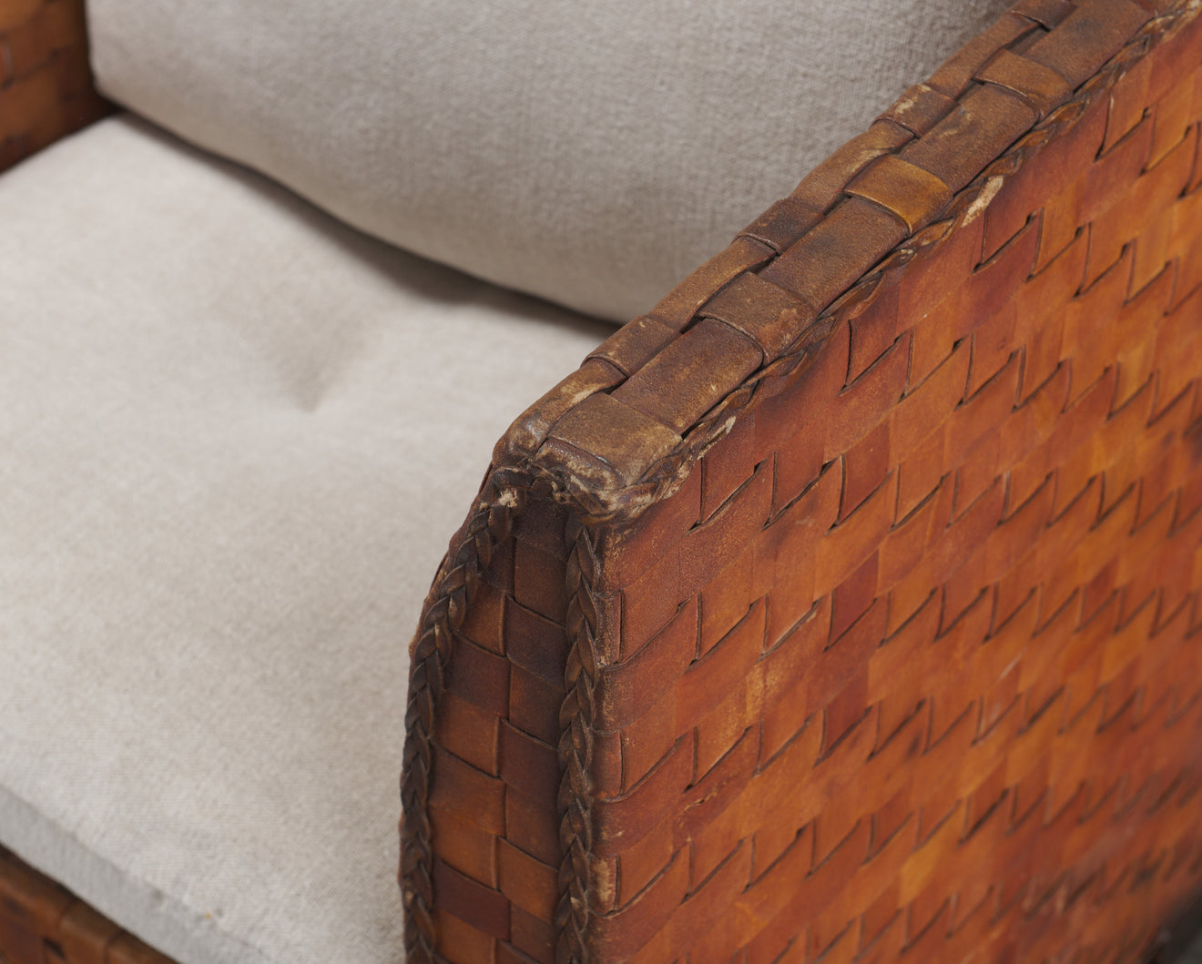 PAIR OF LEATHER STRAPPED CLUB CHAIRS, MID 20TH C