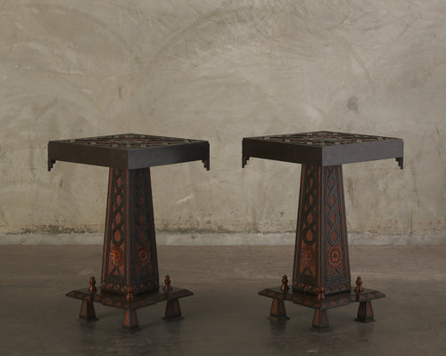 PAIR OF MAYAN REVIVAL SIDE TABLES