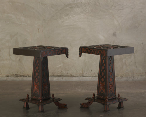 PAIR OF MAYAN REVIVAL SIDE TABLES