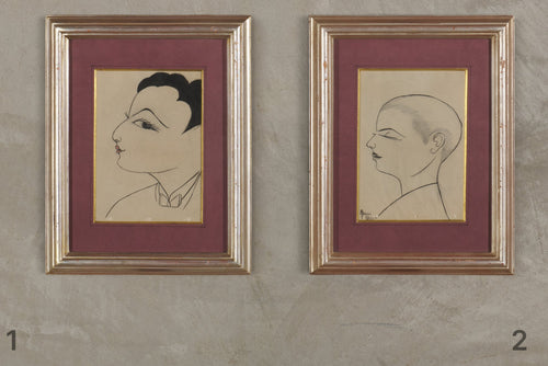 PAIR OF NAHUI OLIN (1893-1978 ) DRAWINGS OF TWO MEN