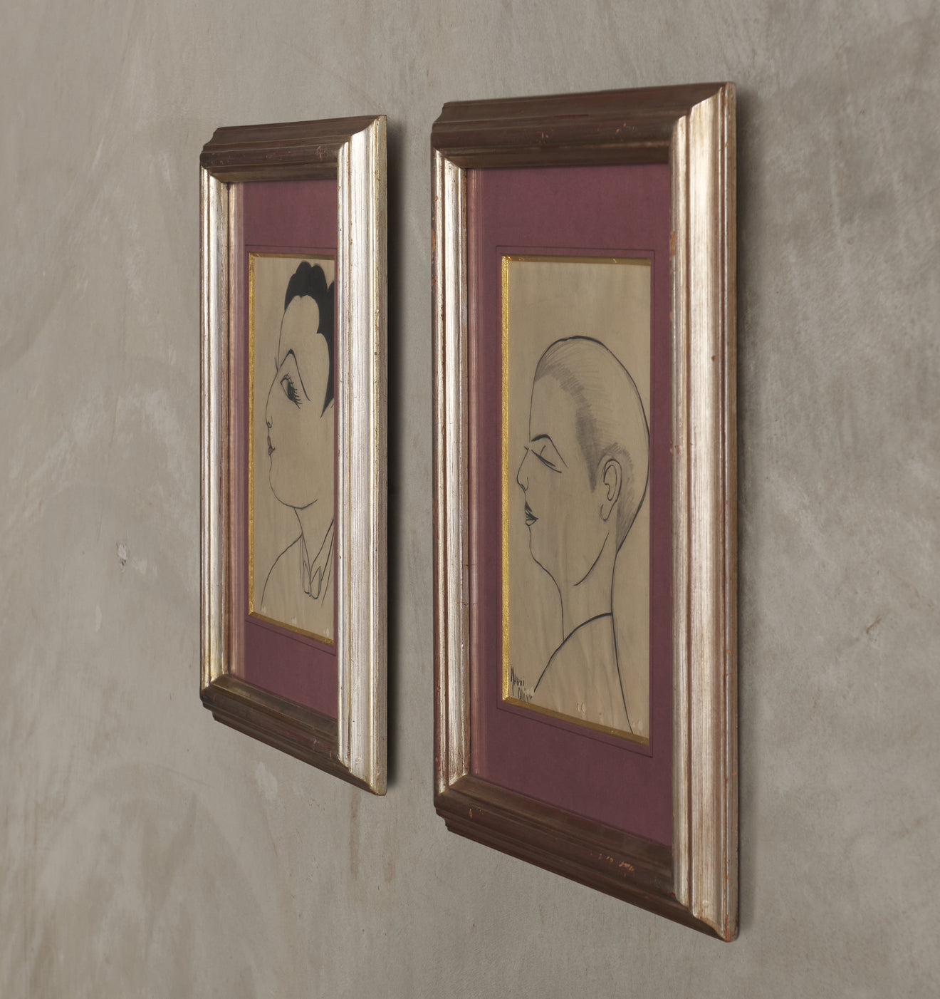 PAIR OF NAHUI OLIN (1893-1978 ) DRAWINGS OF TWO MEN