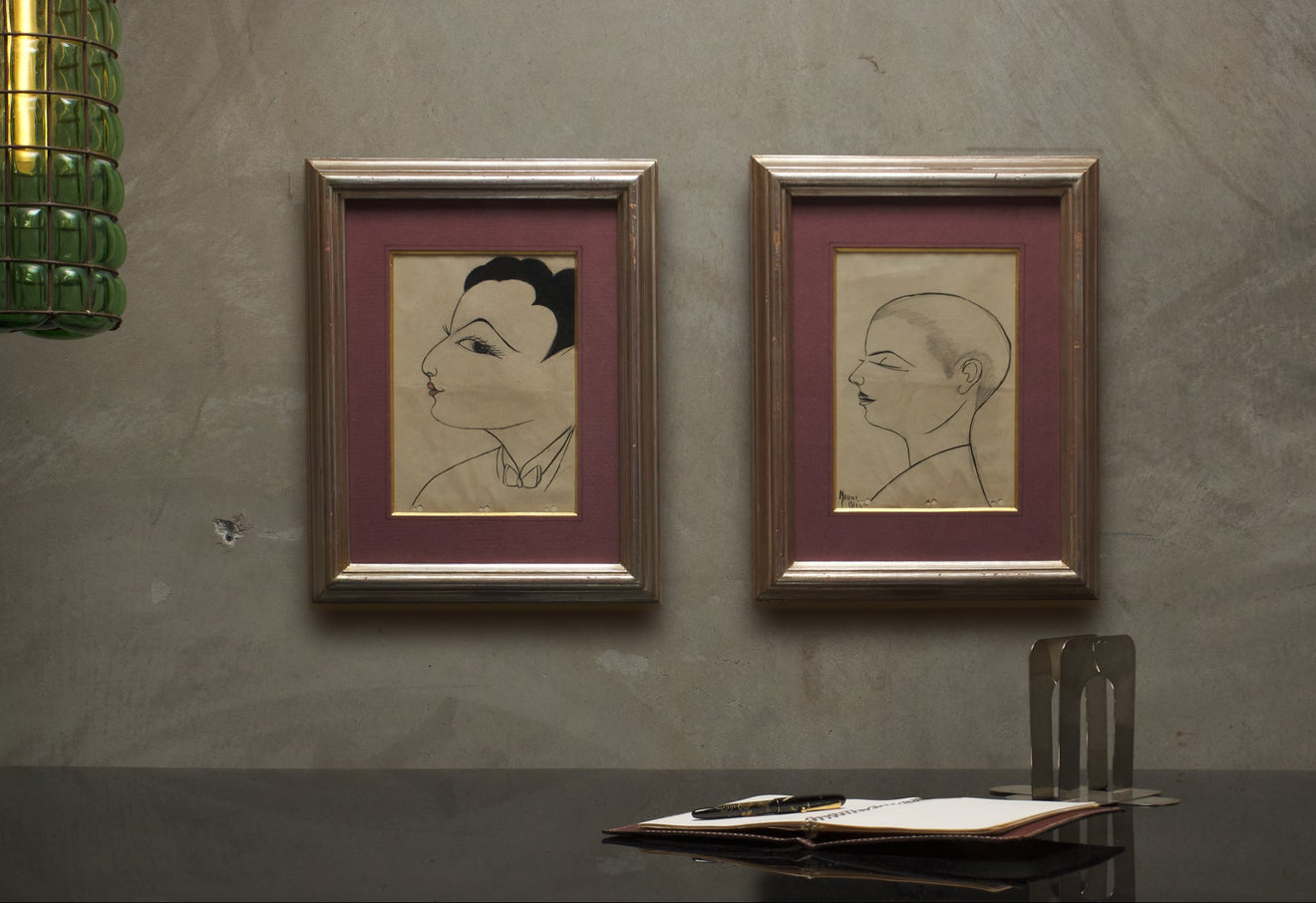 PAIR OF NAHUI OLIN (1893-1978 ) DRAWINGS OF TWO MEN