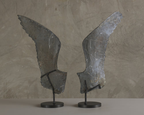 PAIR OF PAINTED CAST ZINC WINGS