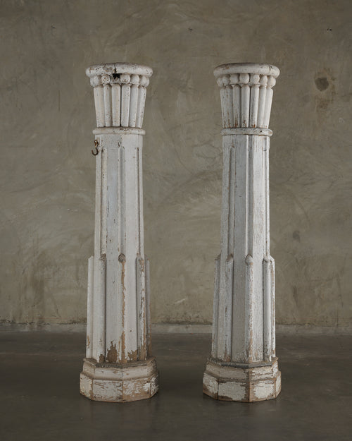 PAIR OF PAINTED WOOD FLUTED COLUMNS