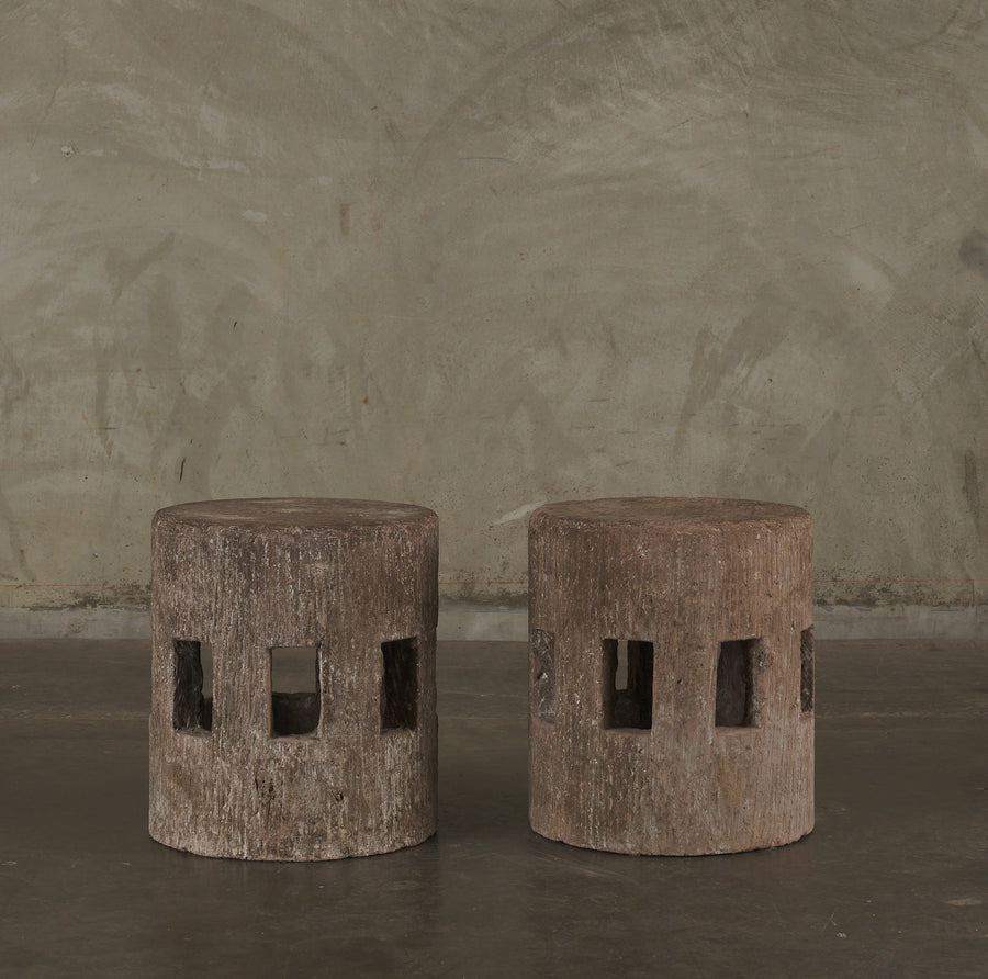 PAIR OF PERFORATED CANTERA DRUM, LARGE