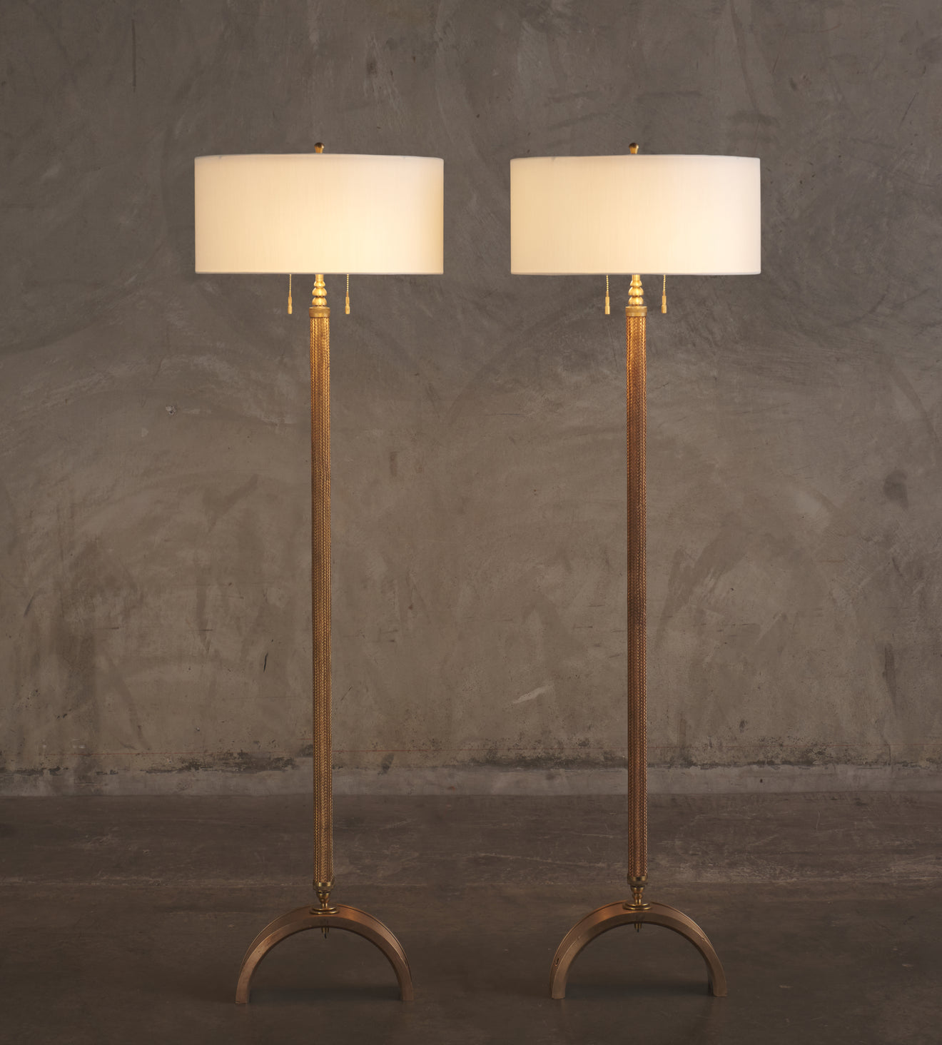 PAIR OF SNAKESKIN STANDING LAMPS BY GIANNI VALLINO