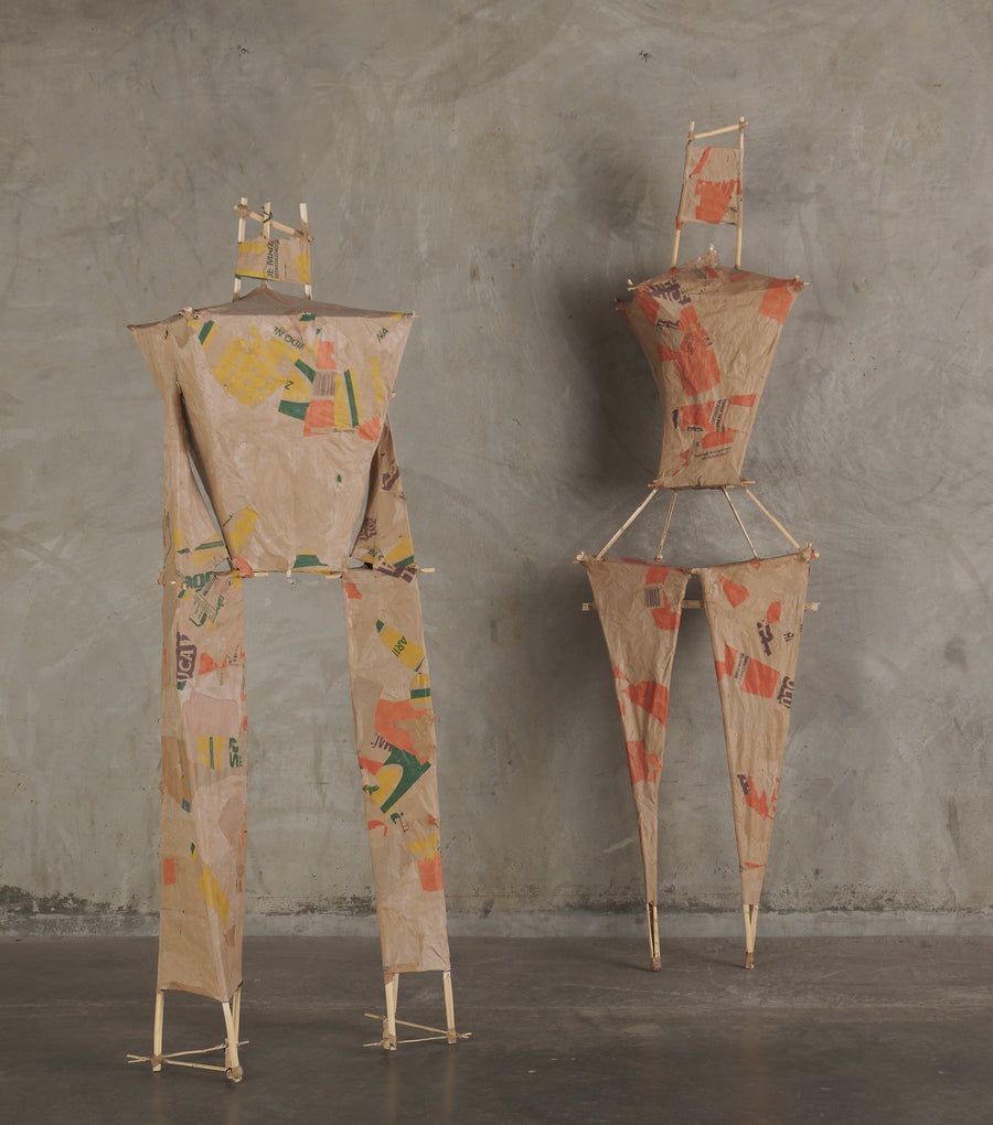 PAIR OF STYLIZED JUDAS FIGURES BY JUAN PABLO LASCURAIN - STUDIO MUGAK TRADITIONALLY BLOWN UP OR BURNED DURING HOLY WEEK