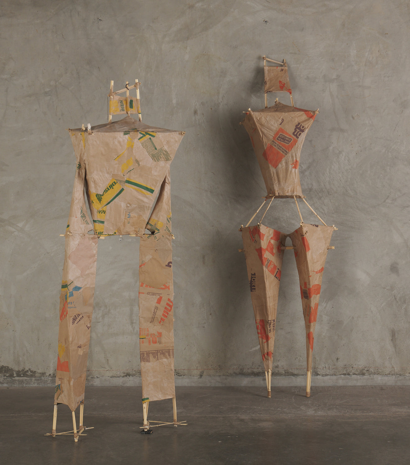 PAIR OF STYLIZED JUDAS FIGURES BY JUAN PABLO LASCURAIN - STUDIO MUGAK TRADITIONALLY BLOWN UP OR BURNED DURING HOLY WEEK